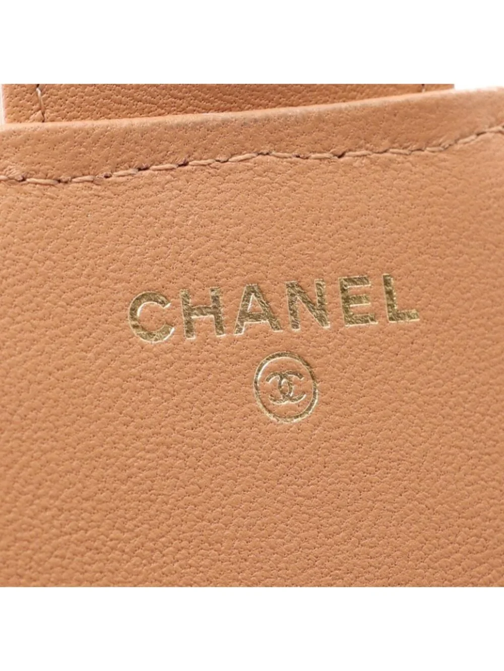 Chanel Shoulder Bag Quilted Beige Lambskin Phone Case Chain Wallet